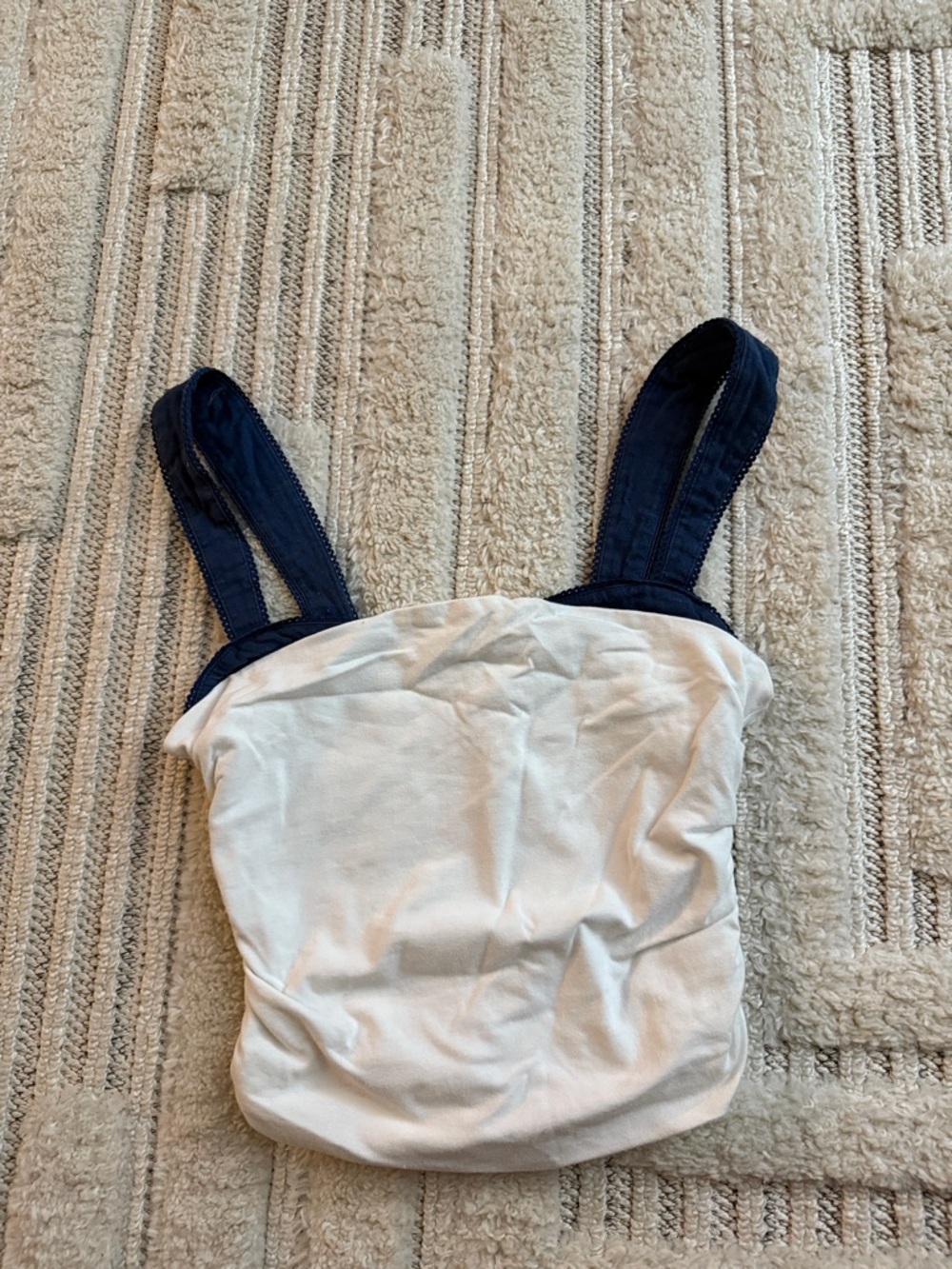 Free People Cream Top with Navy Straps